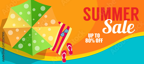 Summer Sale Banner Template for your Business. Vector Illustrati