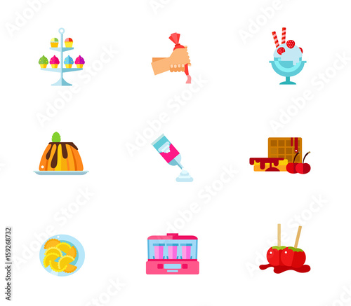 Sweet food icon set