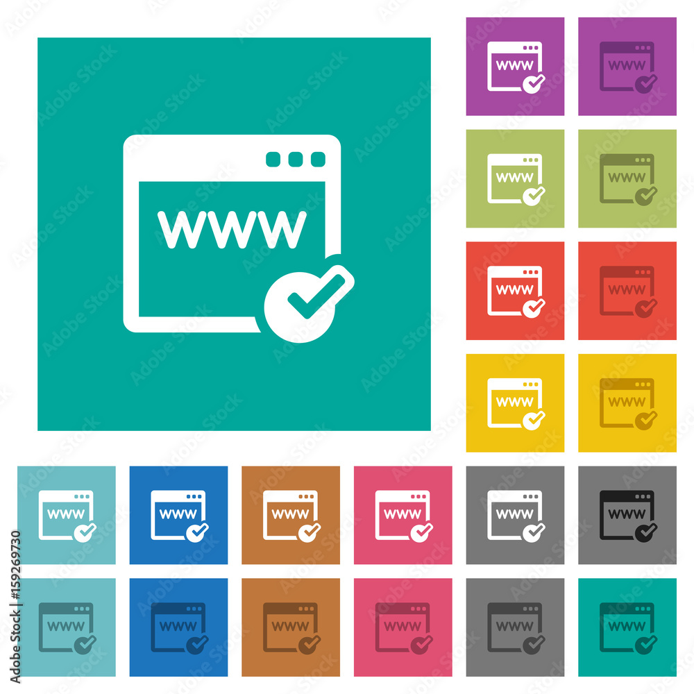 Domain registration square flat multi colored icons Domain registration square flat multi colored icons