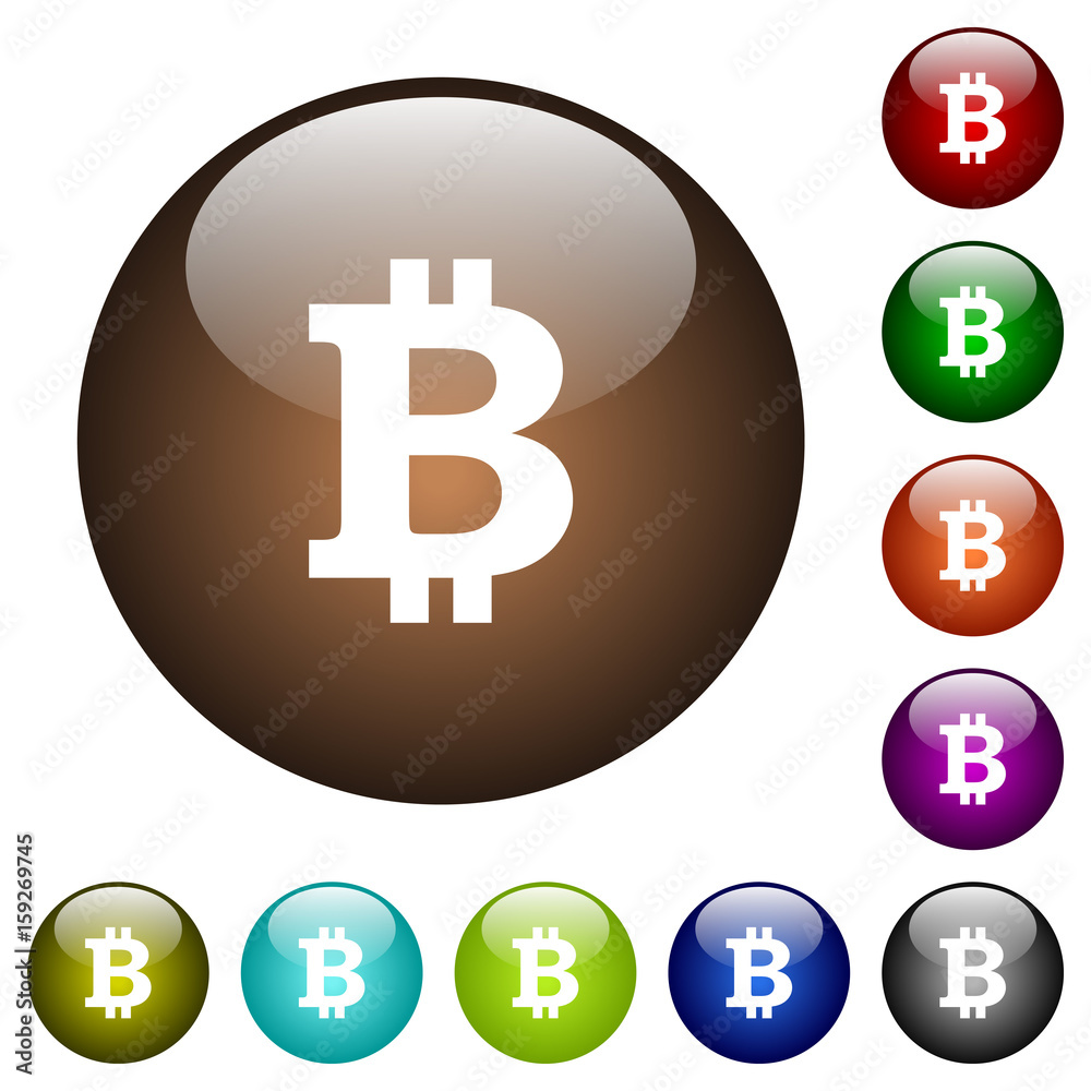 Bitcoin sign color glass buttons Bitcoin sign color glass buttons