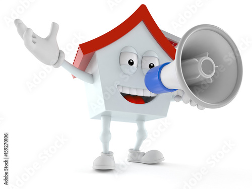 House character speaking through a megaphone