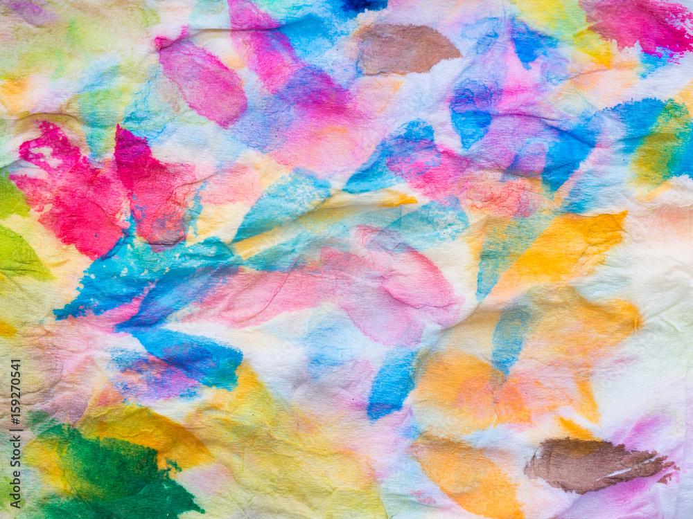 Abstract of colorful watercolor on tissue paper. Macro, Texture and background.