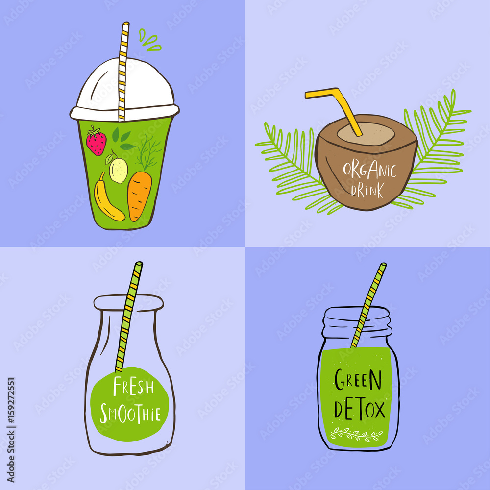 Hand drawn jar with smoothies Hand drawn jar with smoothies