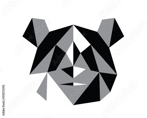 Polygonal Symmetrical Abstract Animal Logo - Panda