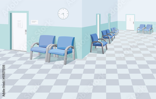 Empty waiting room in the hospital. Private medical practice. Modern  Interior at the doctor. The best medical health care. Cartoon vector  illustration. Stock Vector | Adobe Stock