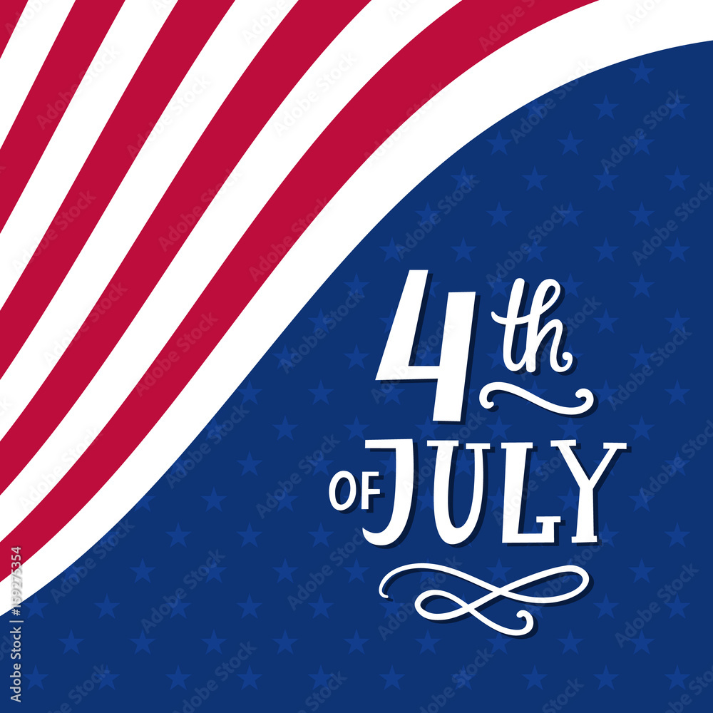 Fourth of July hand written ink lettering