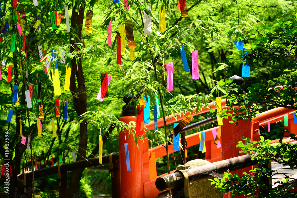 Naklejka premium Tanabata Kitano Tenman-gu Shrine Ao-Autumn Kyoto Tanabata festival, Kyoto Japan