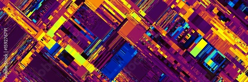 Abstract image 3 1 aspect ratio in futuristic technology style. Horizontal matrix background.