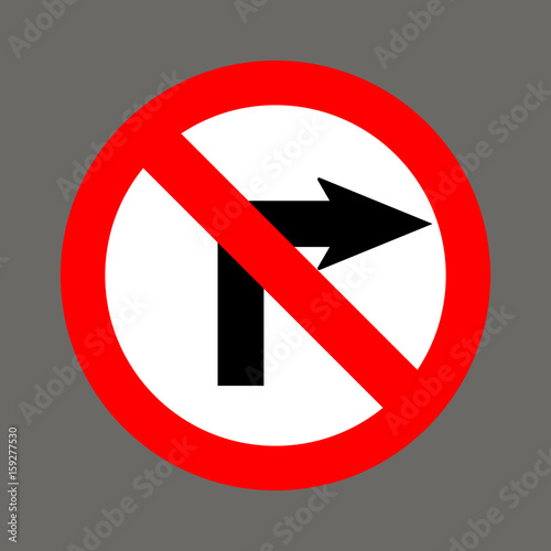 No right turn. Road signs in the United States
