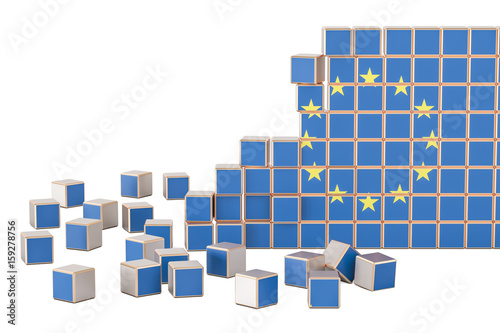 European Union flag from many cubes, 3D rendering