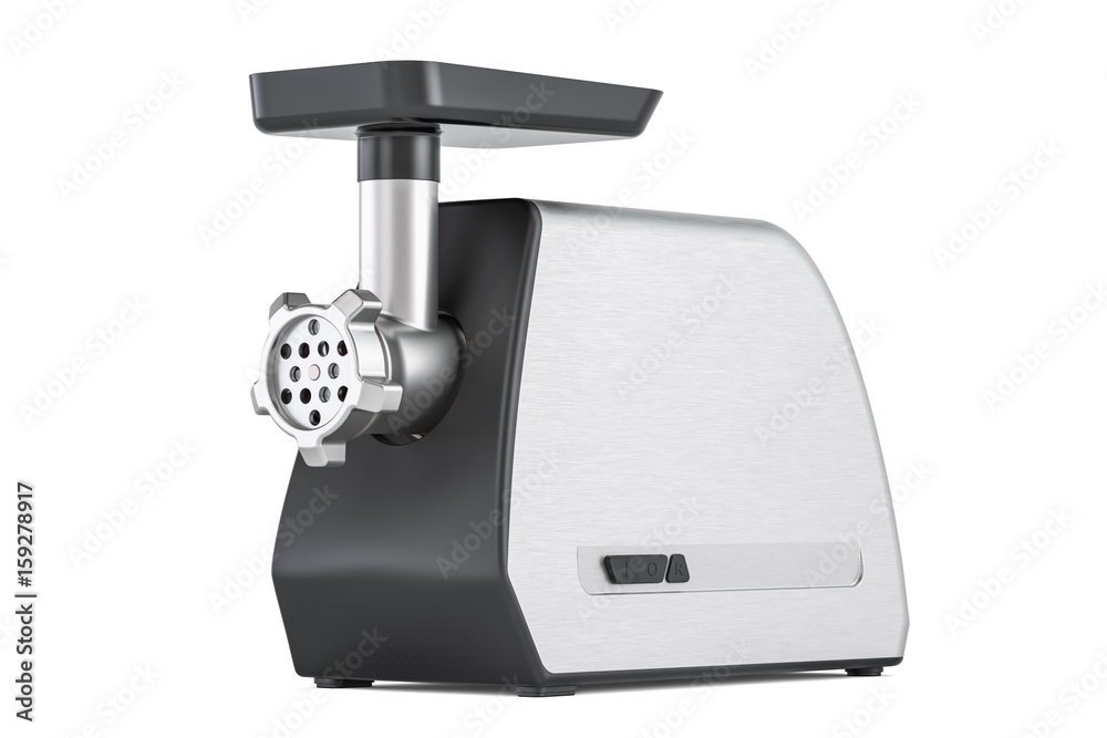Steel electric meat grinder, 3D rendering Steel electric meat grinder, 3D rendering