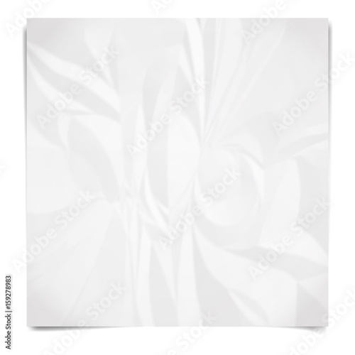 Realistic white sheet of crumpled paper. Wrinkled paper texture. Template background for your text. Vector illustration.