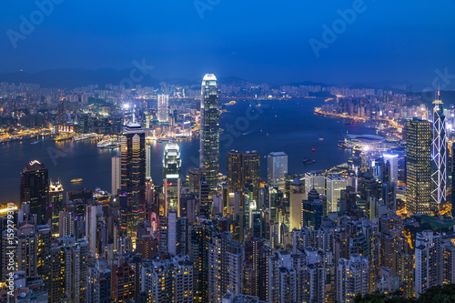 Modern city at night  Hong Kong  China.
