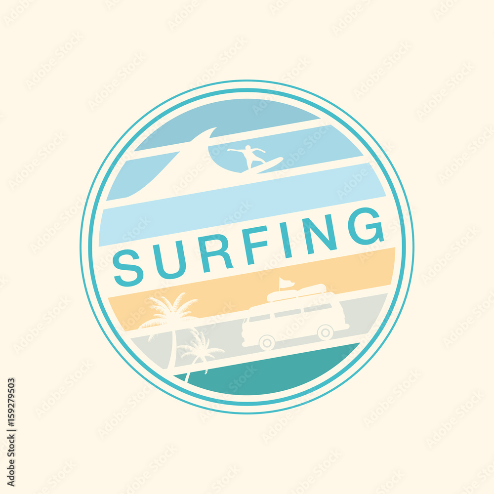 Retro Summer Poster. T-shirt Graphics. Surfing. Vector Illustration