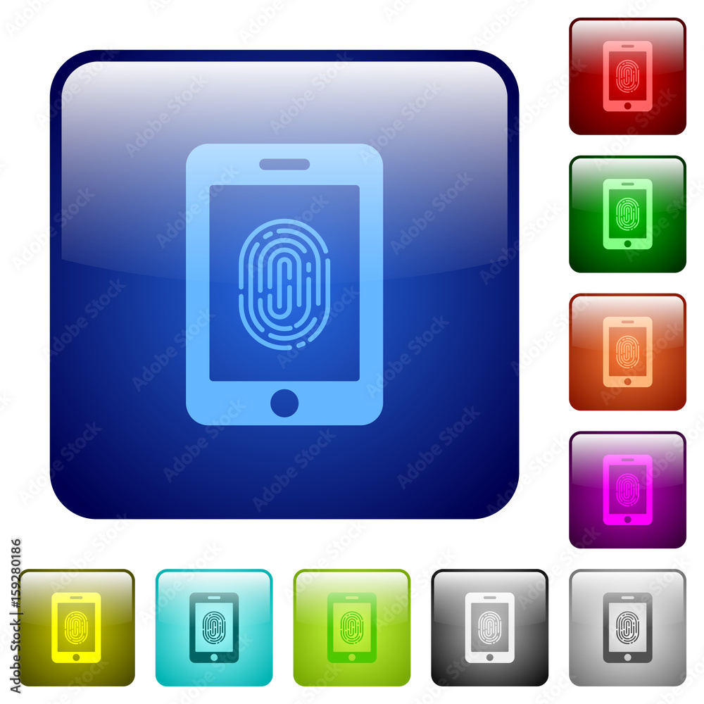 Smartphone fingerprint identification color square buttons