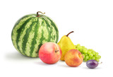 Set of ripe summer fruits isolated on white background