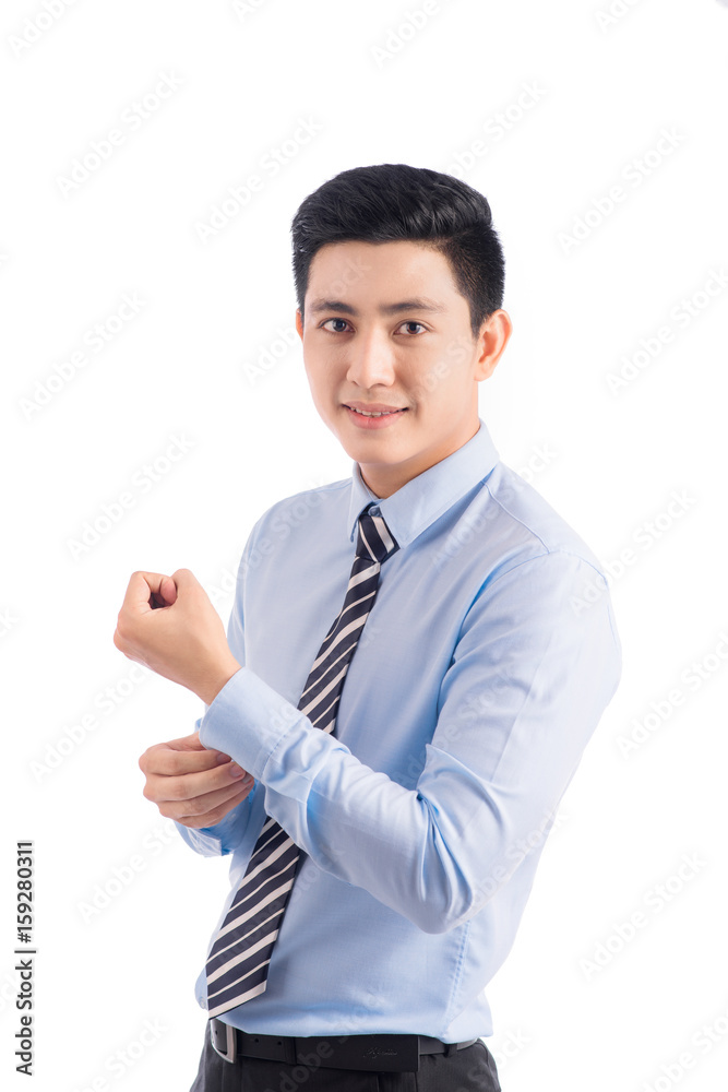 Portrait of young & confident happy smiling asian business man, isolated over white background Portrait of young & confident happy smiling asian business man, isolated over white background