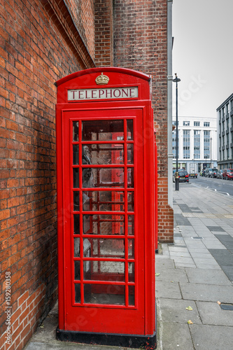 Red phone cabin in a London street