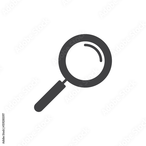 Magnifying glass icon vector, filled flat sign, solid pictogram isolated on white. Search symbol, logo illustration. Pixel perfect