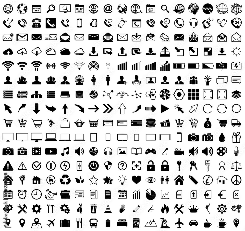 Black web icons set