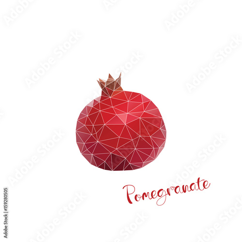 Pomergranate red fruit in low poly color nature