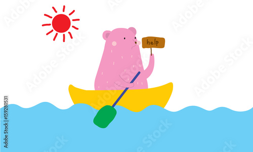 Bear on the boat cartoon for Global warming