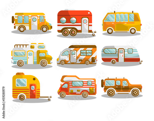 Camping bus or camper van vector illustration