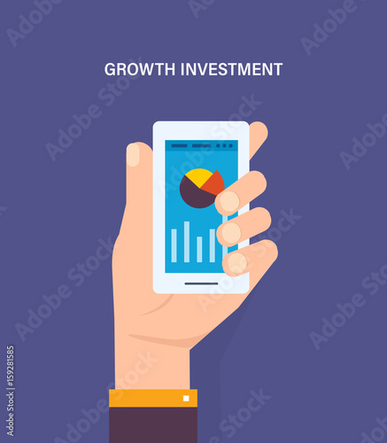 People holding smart phone for check stock market chart, data.