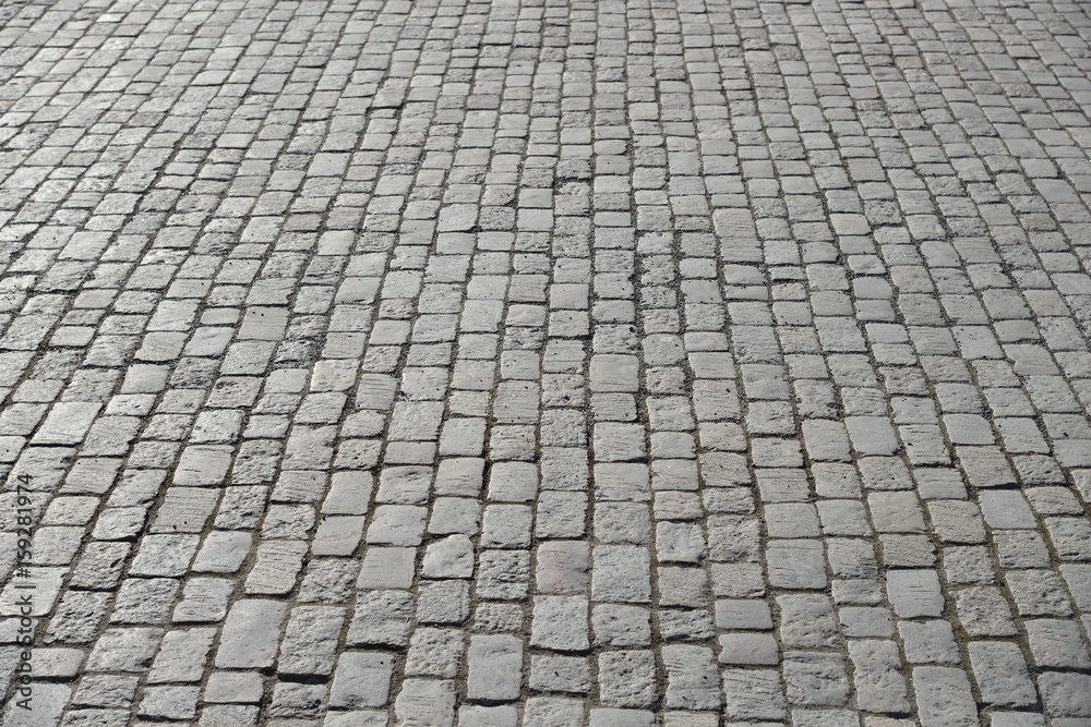 Cobblestone pavement close-up.