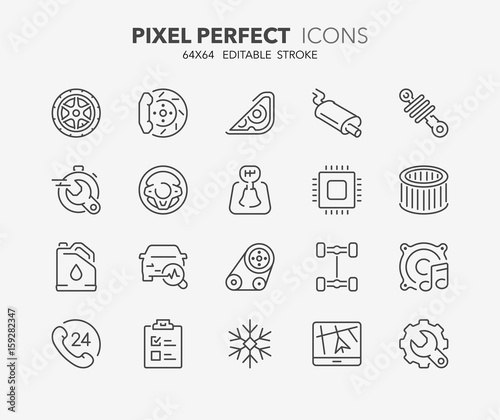 car service thin line icons 1