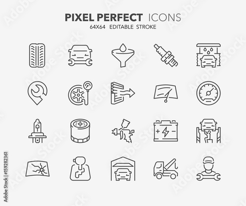 car service thin line icons 2