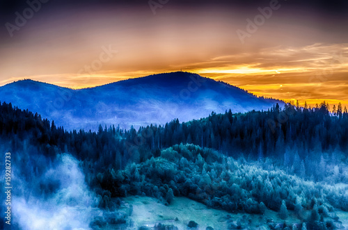 Background of Carpathian mountains landscape in Ukraine