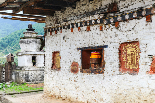Traditional Bhutanese temple architecture in Bhutan.