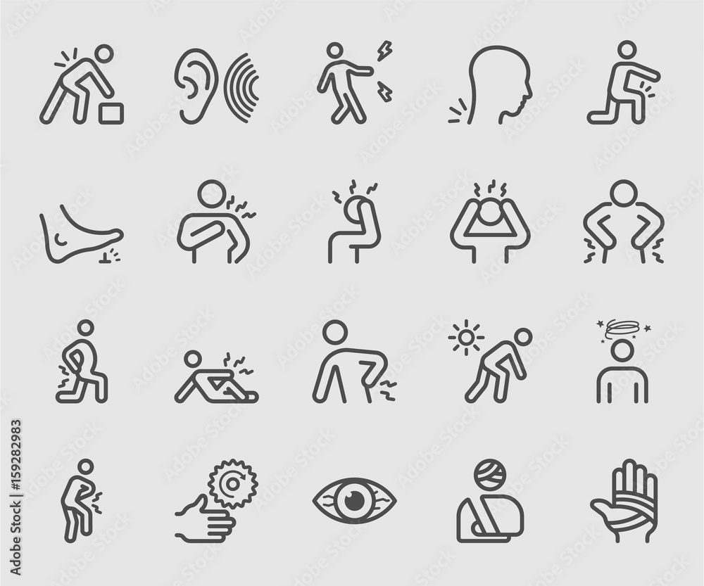 Body pain and Injury line icon Body pain and Injury line icon