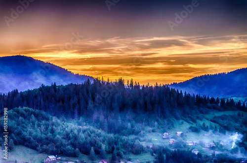 Background of Carpathian mountains landscape in Ukraine