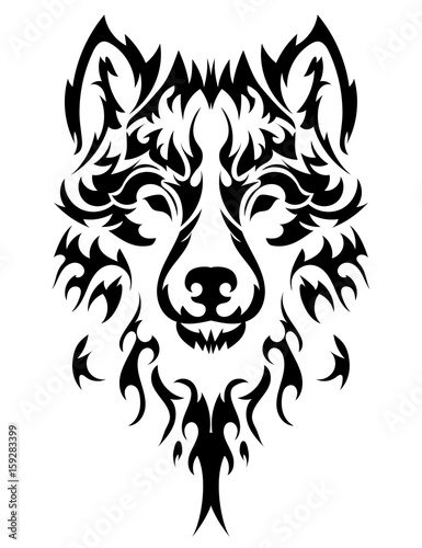 Beautiful wolf tattoo.Vector wolf's head as a design element on isolated background