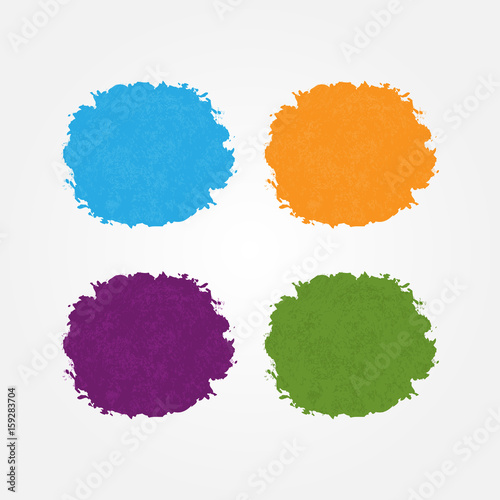 Round backgrounds painted with brush strokes. Watercolor stains. Color blots.