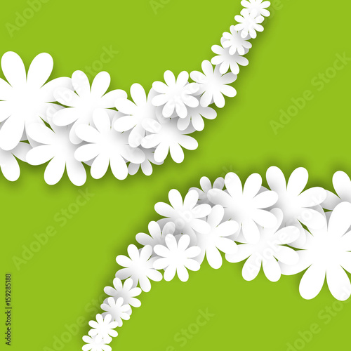 Image of white flowers on a green background