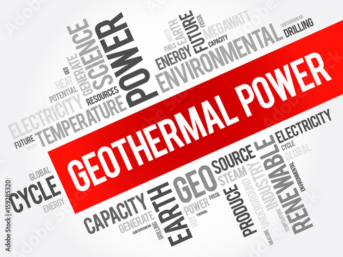 Geothermal Power word cloud collage, industry concept background