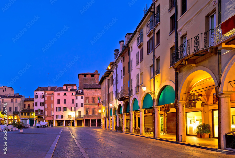 Mantova city Piazza delle Erbe evening view panorama