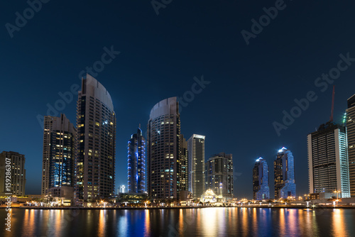 dubai marina modern building at night time