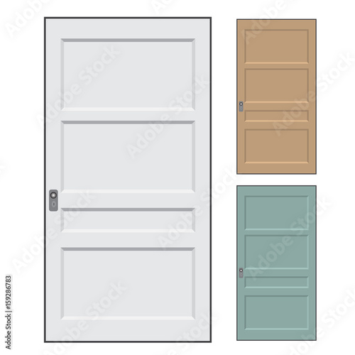 Set of modern colored doors isolated on white. Closed elegant doors isolated, decoration- Vector Illustration.