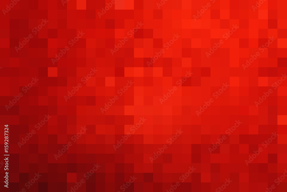 Красный абстрактный квадратный пиксельный мозаичный фон. Векторная иллюстрация.