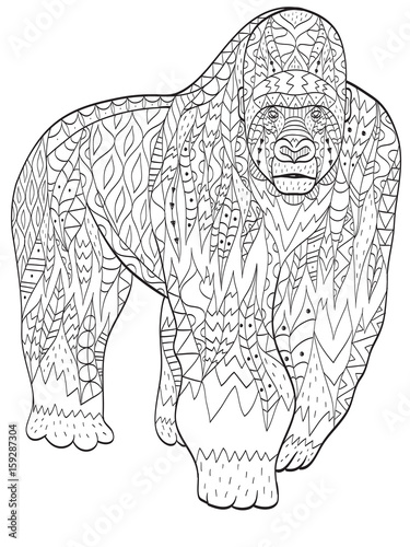 coloring gorilla animal for adults