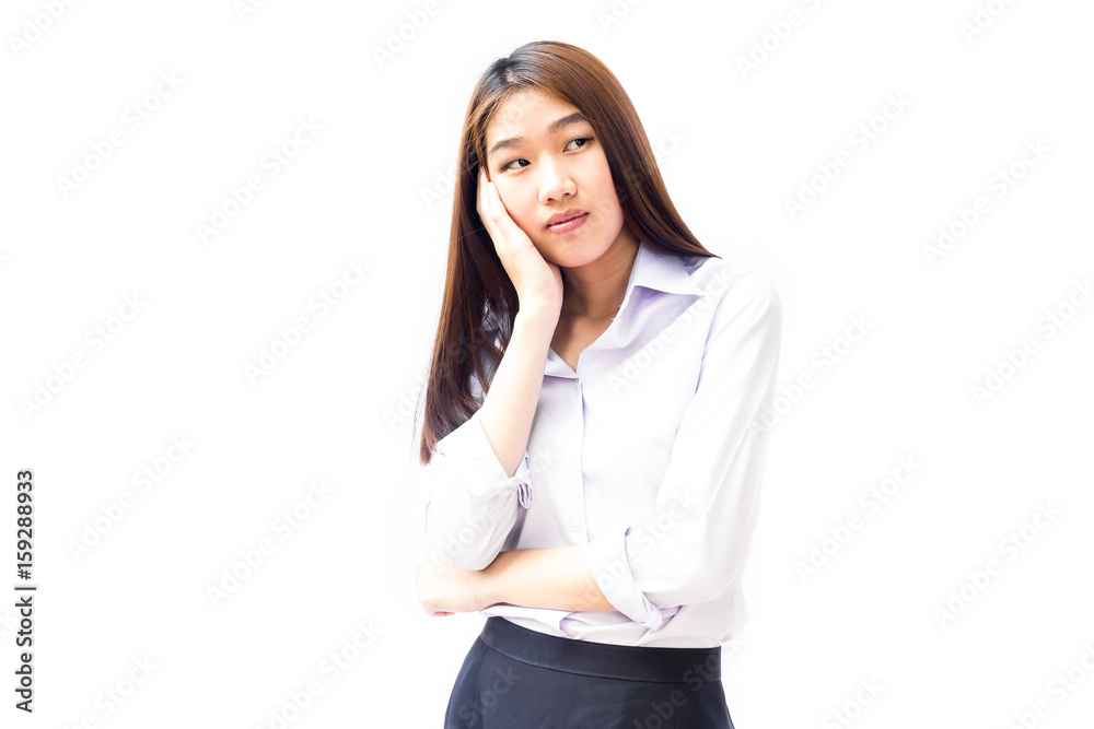 Young businesswoman thinking over something Young businesswoman thinking over something