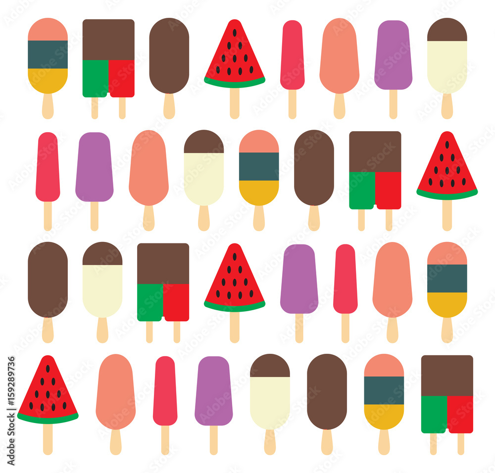 Ice cream flat vector icons Ice cream flat vector icons