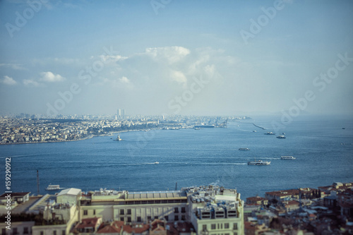 A picturesque view of the Bosphorus is the strait between Europe and Asia Minor. Istanbul  Turkey