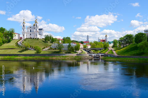 Beautiful view of historical center of Vitebsk over Western Dvina, Belarus photo