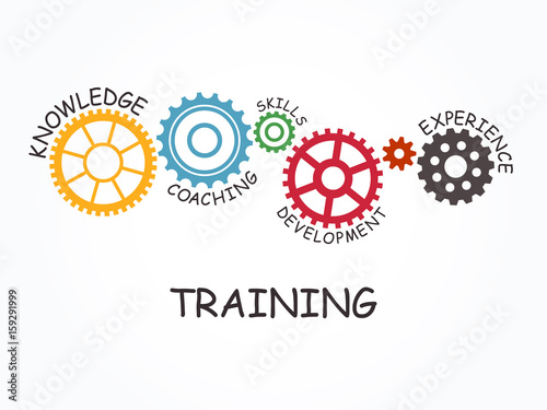 Training with gear concept. Vector illustration.