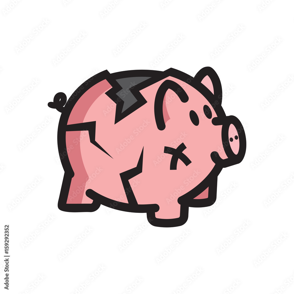 Broken piggy bank Stock Vector | Adobe Stock Broken piggy bank Stock Vector | Adobe Stock